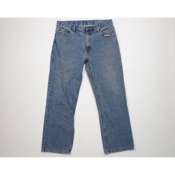 Vintage 90s Streetwear Mens 34x30 Distressed Wide Leg Denim Jeans Blue Cotton
